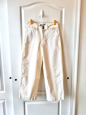 Banana Republic Cream High-Rise Wide Leg Crop Jeans